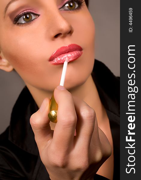 Nice caucasian model with lipstick. Nice caucasian model with lipstick