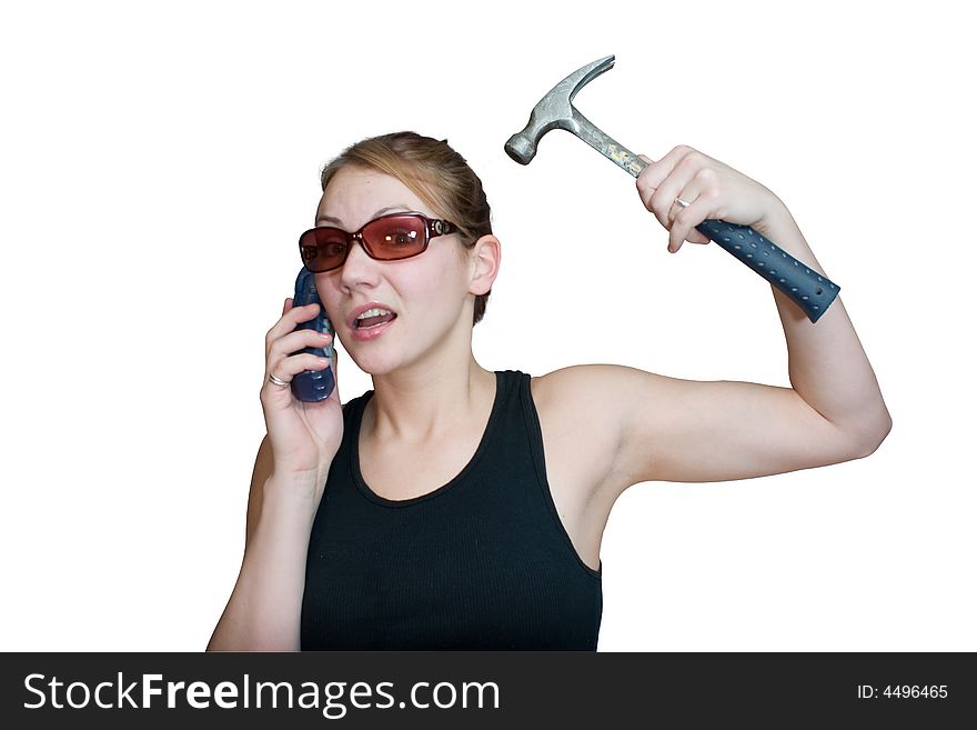 Clueless Woman With Hammer 1