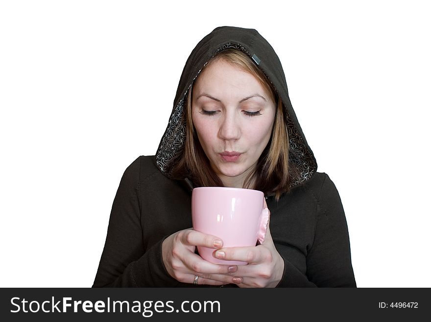 Woman enjoying a nice warm beverage. Woman enjoying a nice warm beverage
