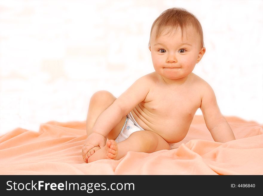 Happy and sweet baby girl on white background. Happy and sweet baby girl on white background