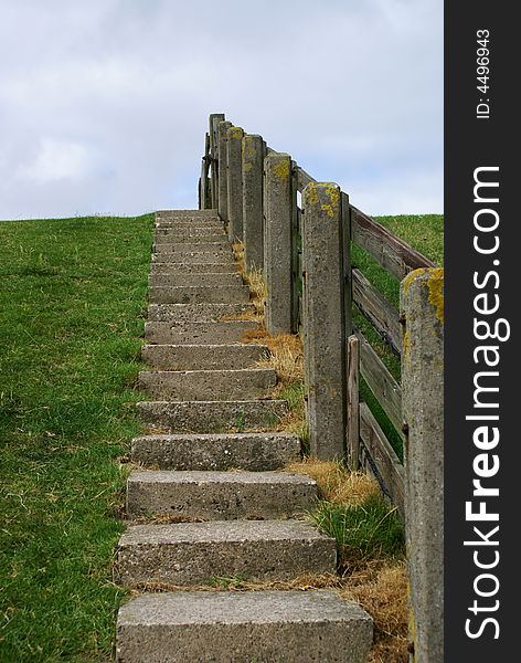 Stairway to get on top of a dike. Stairway to get on top of a dike.