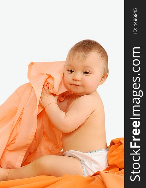 Happy and sweet baby girl on white background. Happy and sweet baby girl on white background