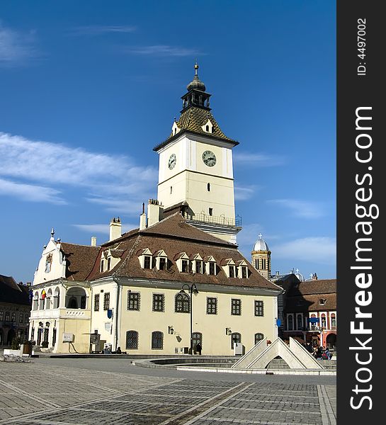 The city center is marked by the mayor's former office building and the surrounding square, which includes one of the oldest buildings in Braşov,. The city center is marked by the mayor's former office building and the surrounding square, which includes one of the oldest buildings in Braşov,