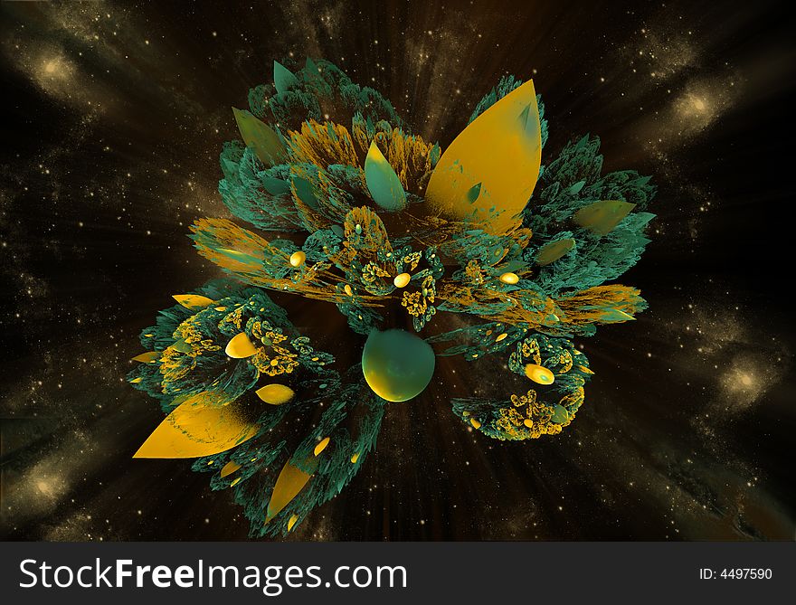 Falling in space by fractal art