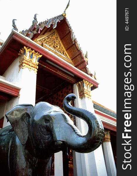 Elephant in Buddhist temple Wat Arun in Bangkok, Thailand