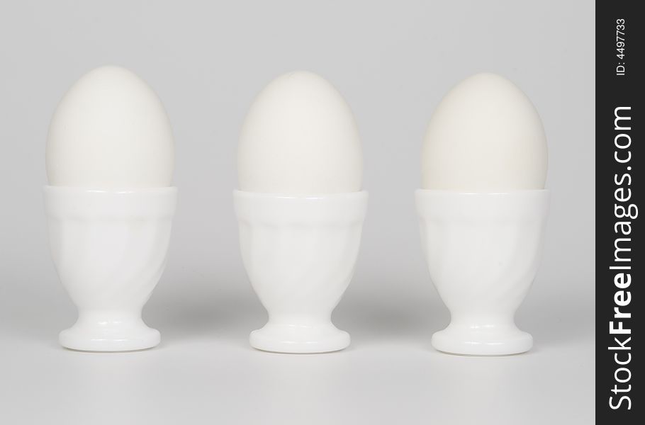 Three White Eggs In Eggcups