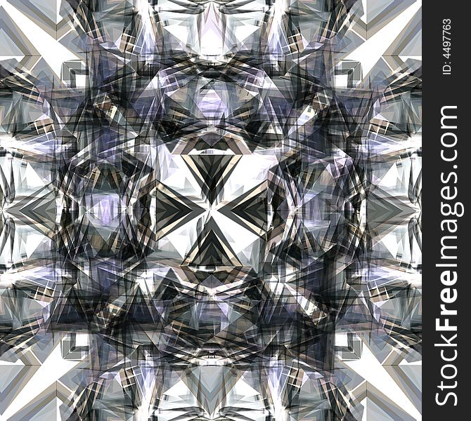 Silver snowflake closeup. Illustration made on computer.