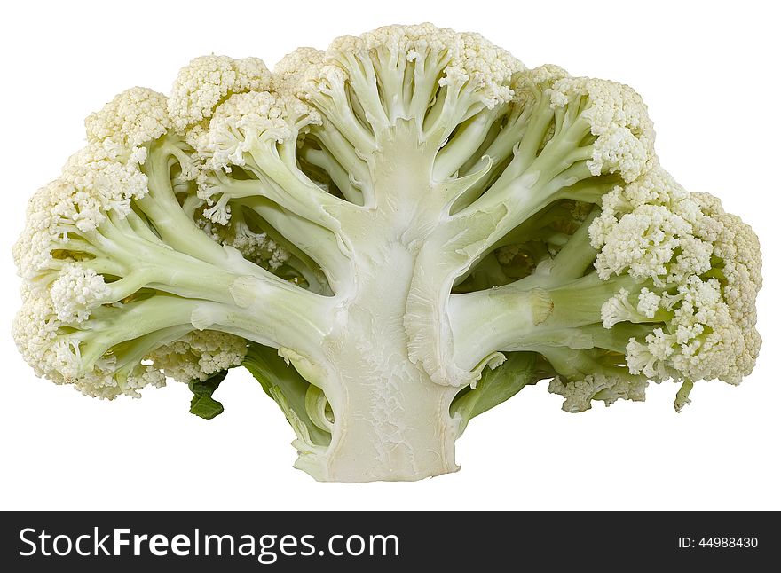 Half cauliflower isolated on white