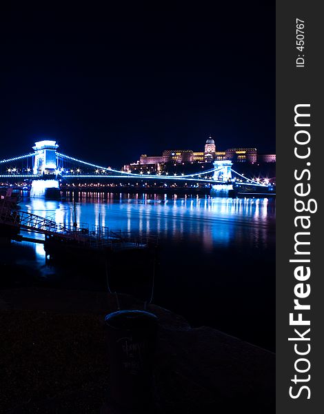 Budapest Chain Bridge by night. Budapest Chain Bridge by night