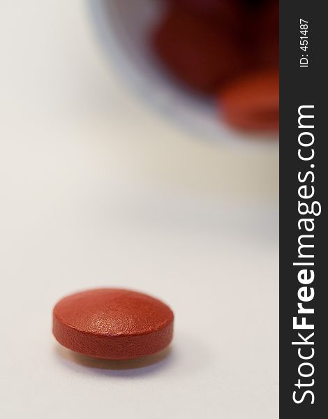 Red medicine pill. Red medicine pill