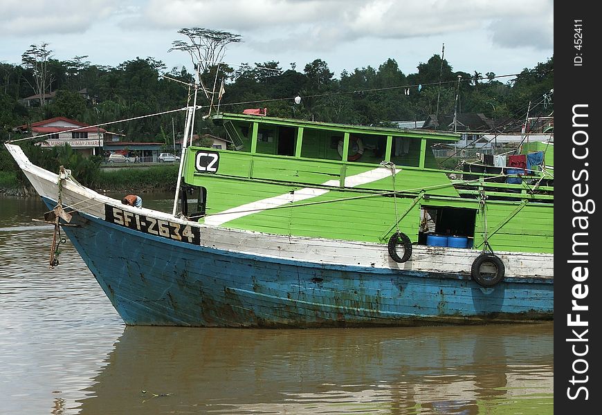 A boat sailing out to sea