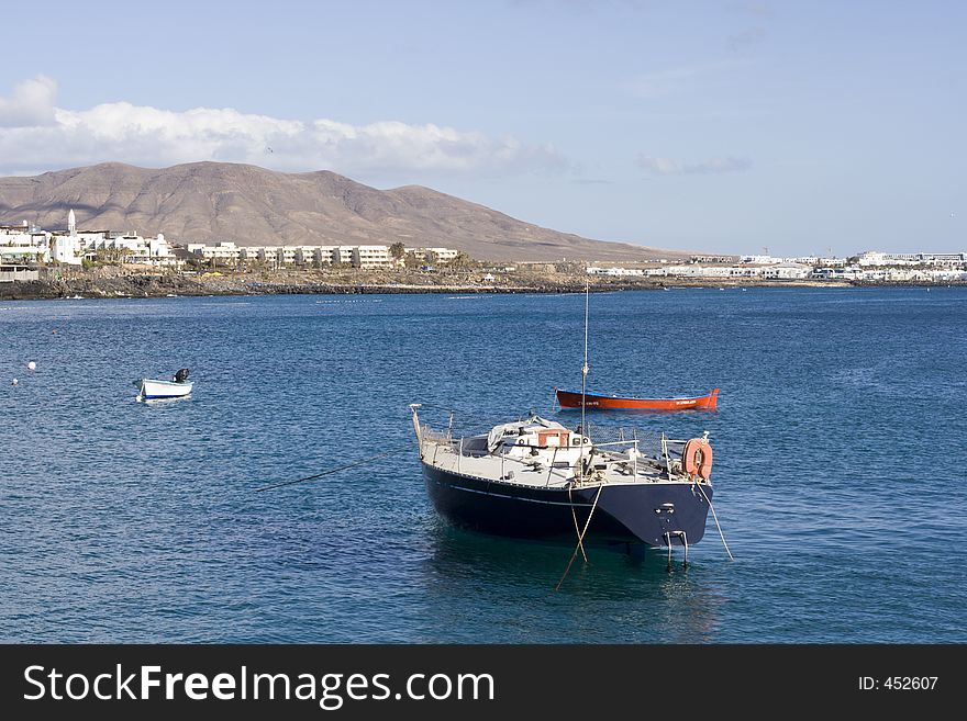 Yacht anchored in harbour