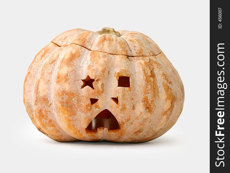 Carved pumpkin jack-o-lantern for halloween