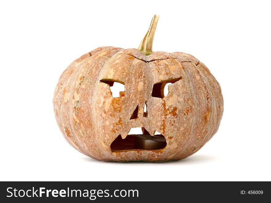 Carved pumpkin jack-o-lantern for halloween
