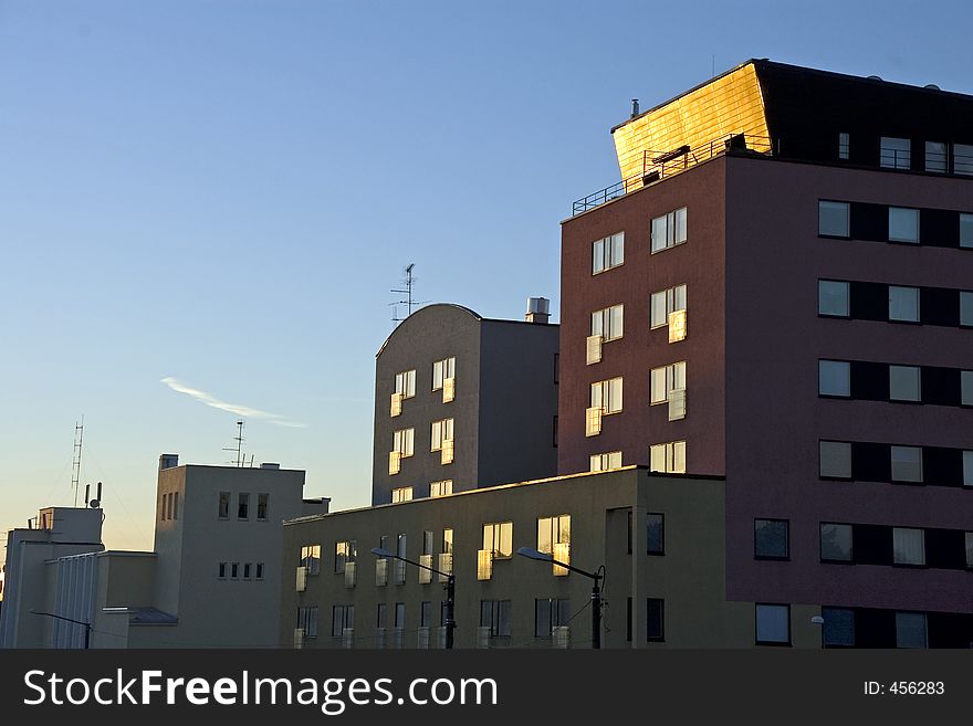 Houses in sunrise. Houses in sunrise