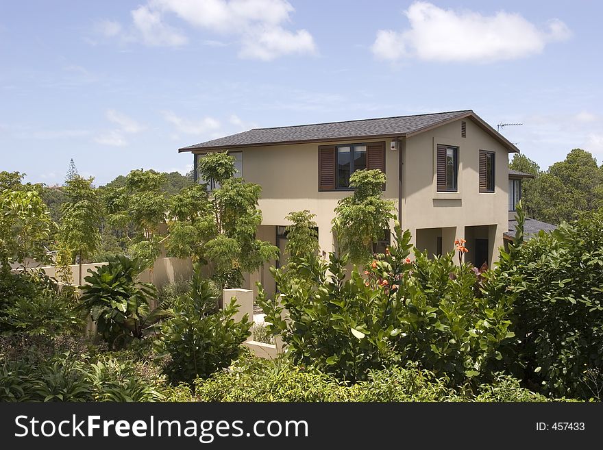 Modern executive house surrounded by trees