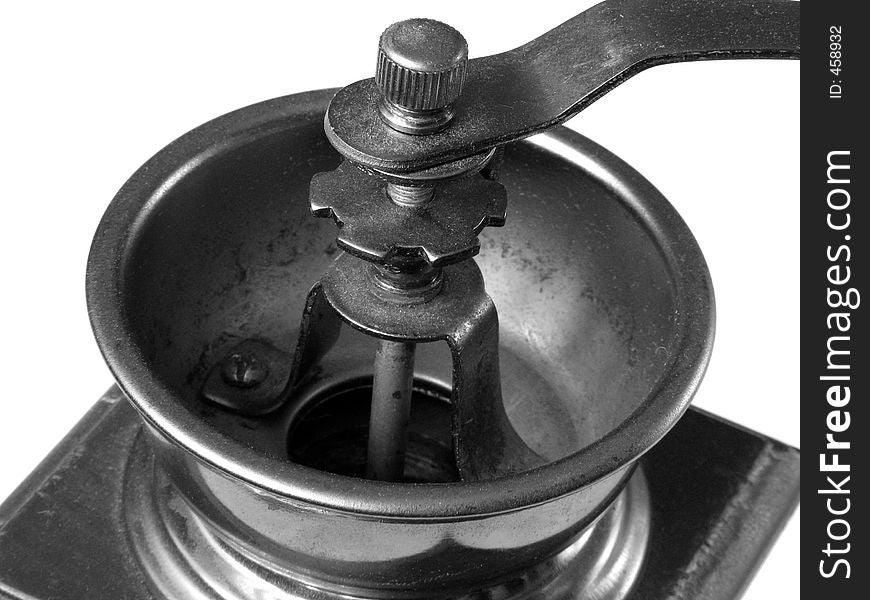 Old coffee grinder detail. B&W