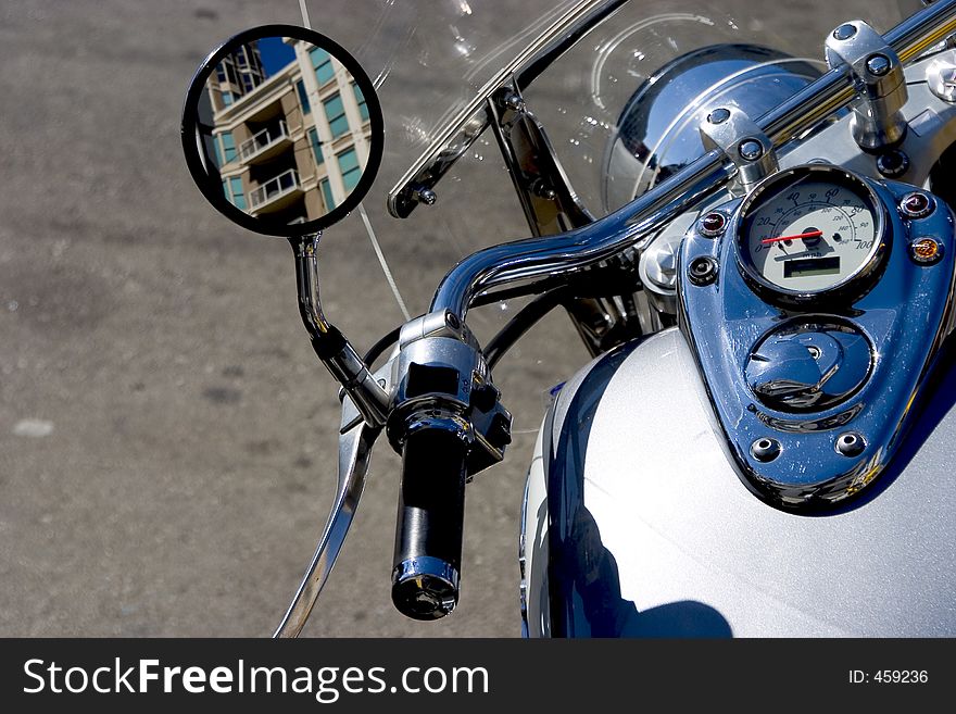 Closeup of a motorcycle's instrument cluster. Closeup of a motorcycle's instrument cluster.