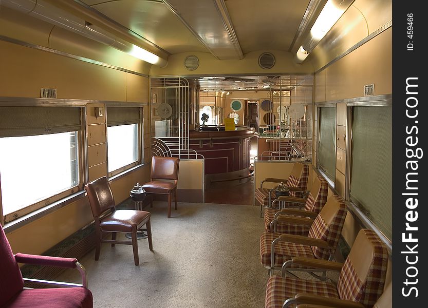 Deco interior of the bar car of and old train. Deco interior of the bar car of and old train.