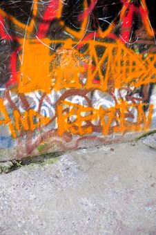 Orange Graffiti Wall Stock Images