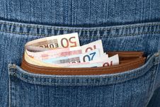 Money In A Pocket Of Jeans Royalty Free Stock Image