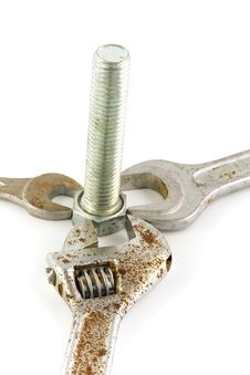 Screw And Rusty Wrench Stock Photo Screw And Rusty Wrench Stock Photo