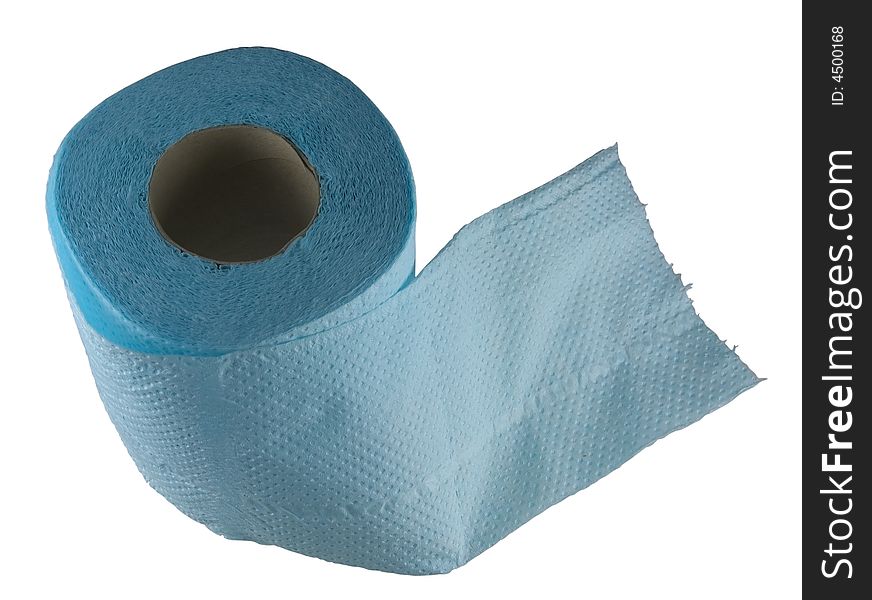 Roll of blue toiled paper, isolated on white, clipping path included. Roll of blue toiled paper, isolated on white, clipping path included.