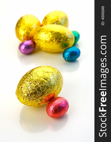 A shot of easter eggs isolated on a white background