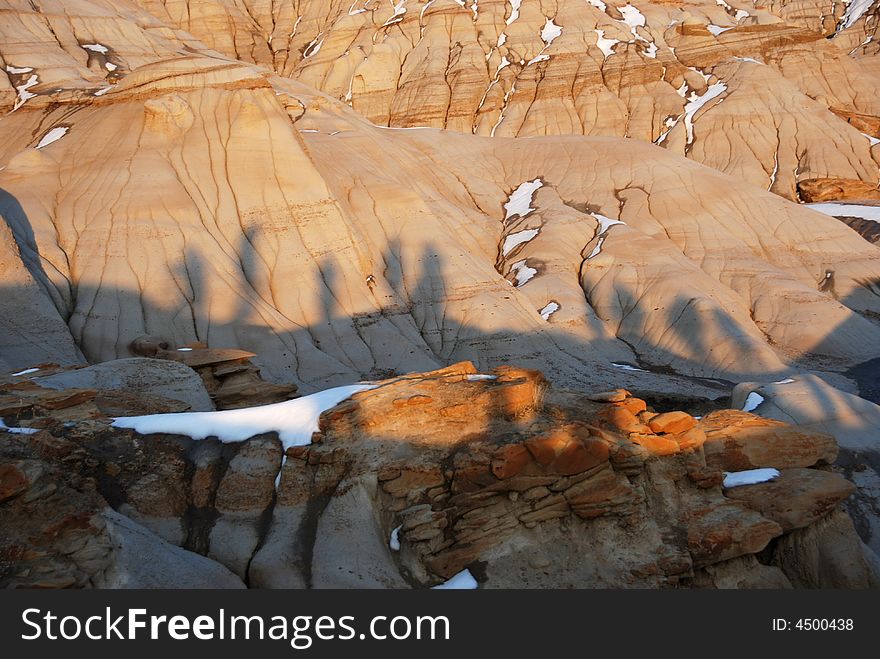 Different shapes of hoodoos in Drumheller Alberta