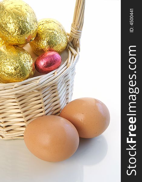 A shot of easter eggs isolated on a white background