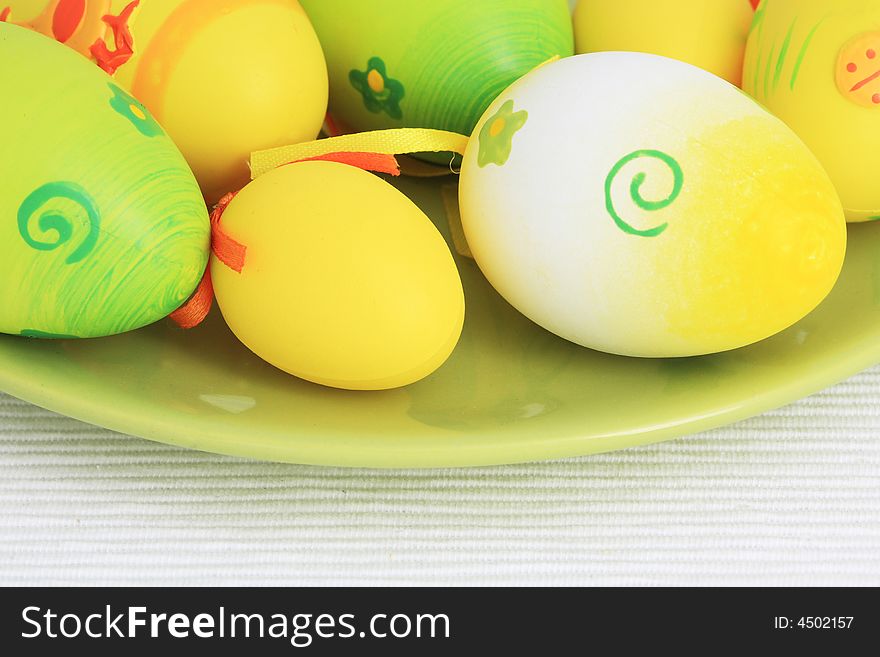 Easter egg decoration plate still-life spring. Easter egg decoration plate still-life spring