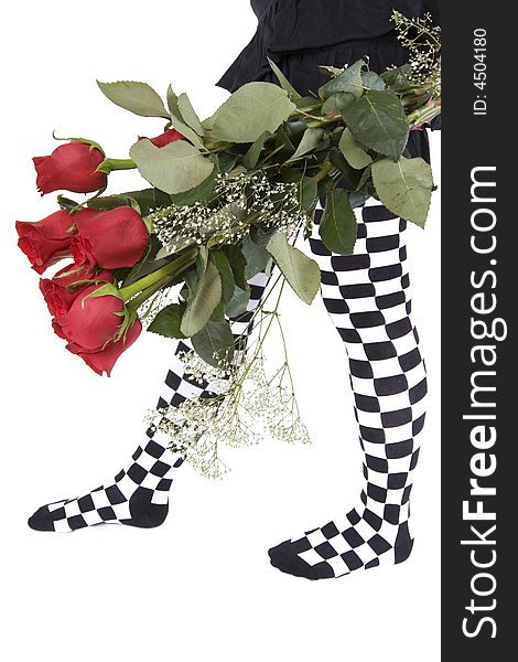 A Confederation of red roses combined with funny stockings