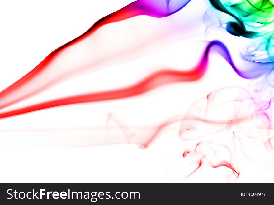 Colorful smoke isolated on the white background