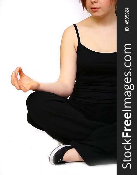 Young woman making yoga- exercises. Young woman making yoga- exercises