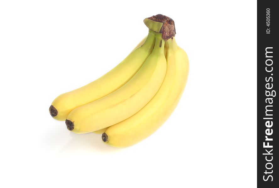 Fresh bananas on  a white
