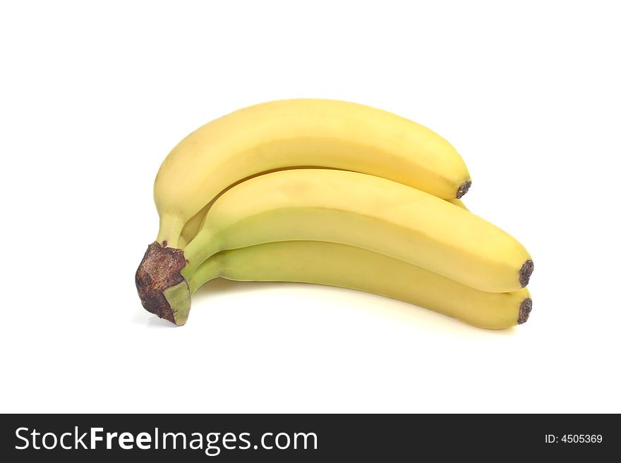 Fresh bananas on a white