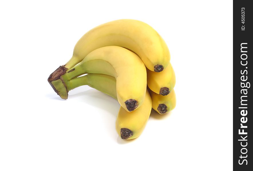 Fresh bananas on a white