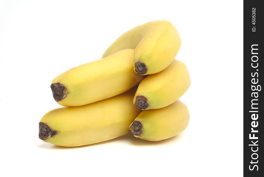 Fresh bananas on a white