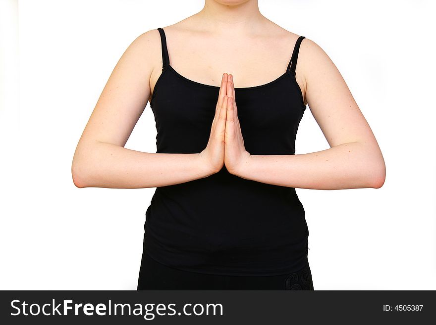 Young woman making yoga- exercises. Young woman making yoga- exercises