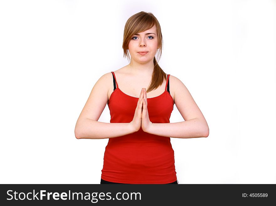 Young woman making yoga- exercises. Young woman making yoga- exercises