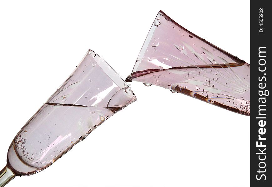 Two glasses with clear water on white background