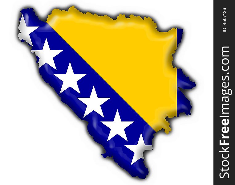 Bosnia button flag map shape