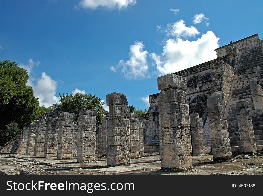 Mayan Hieroglyphics on Temple Columns