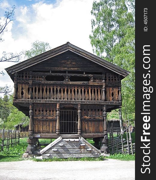 Facade of Old Scandinavian Farm House