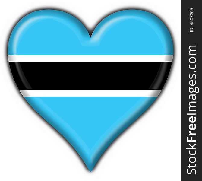 Botswana button flag heart shape