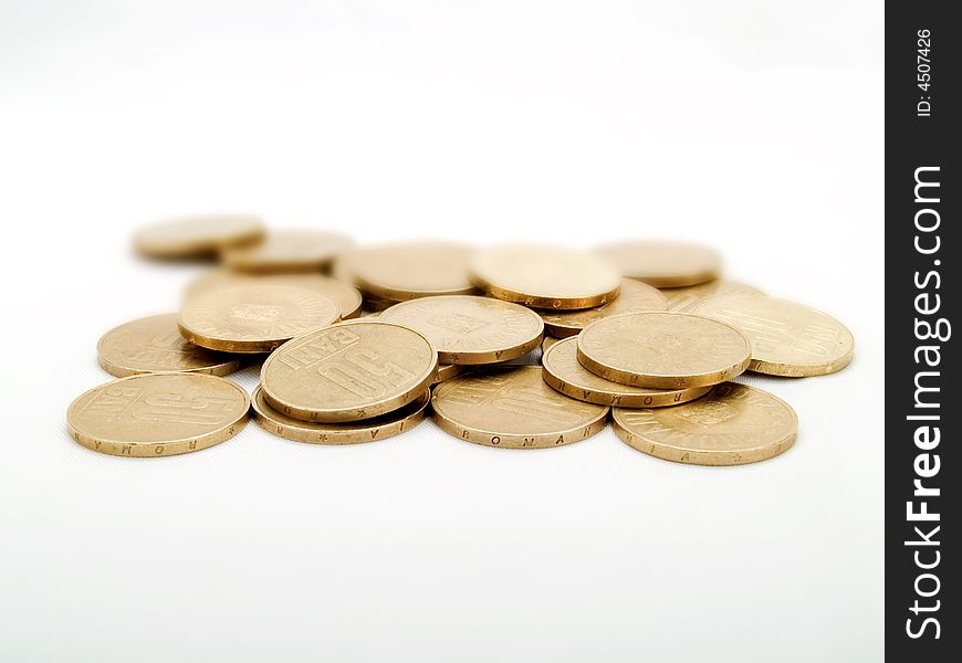 Coins on a white background