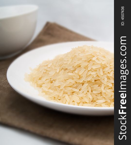 Rice in a white plate