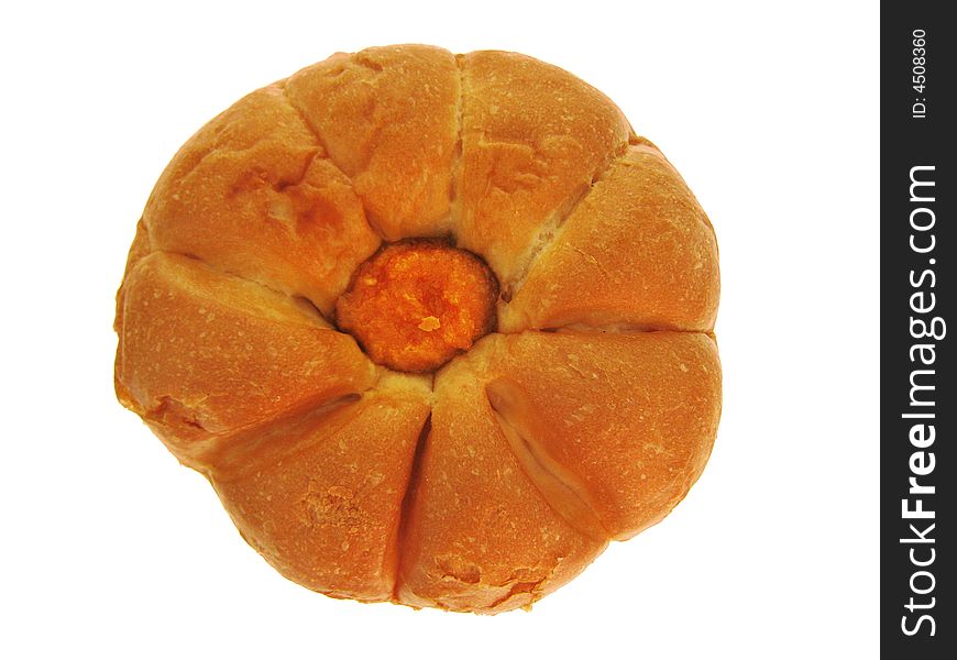 Bun on white background. See my other images of buns, bread and food