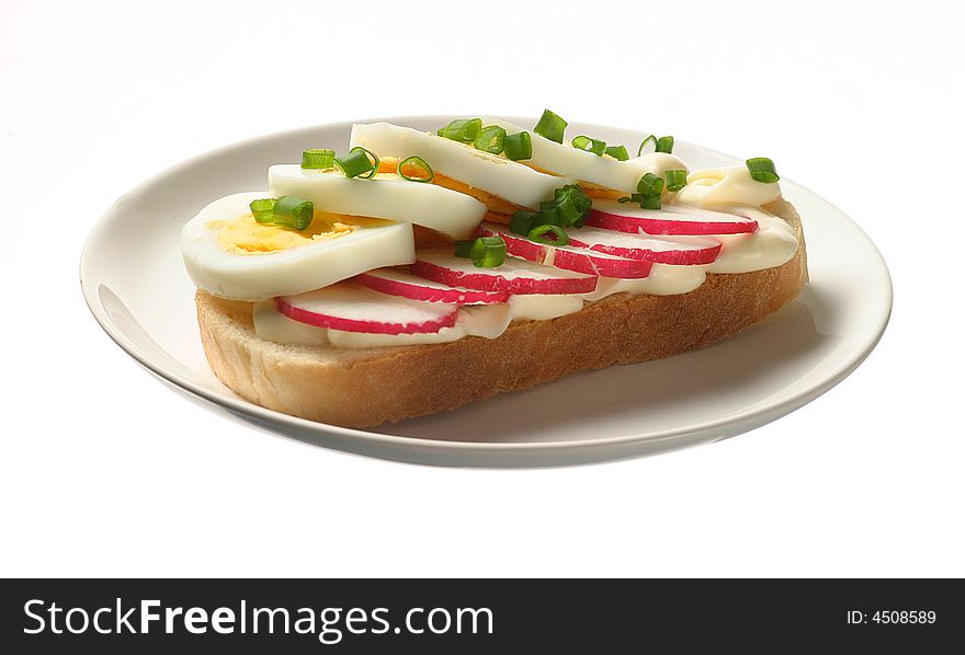 Sandwich with egg and radish. Sandwich with egg and radish