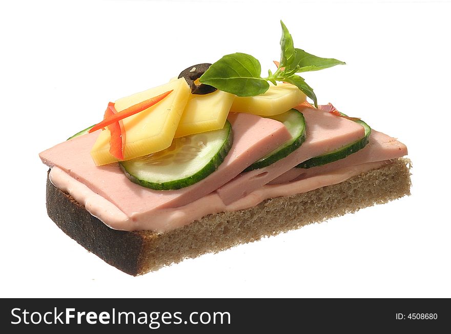 Sandwich with sausage and mayonnaise